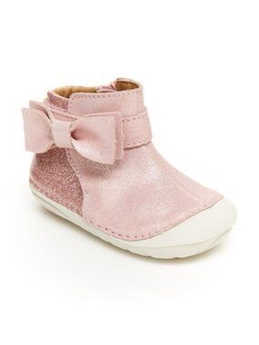 Size 3.5 Baby Stride Rite Glittery Pink Baby Booties